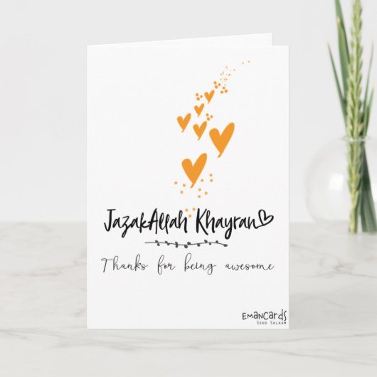 Thank You - JazakAllah with hearts Karte (Vorderseite)