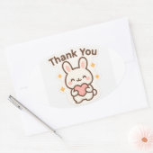 Thank You Kawaii Bunny Oval Sticker (Umschlag)