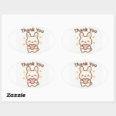 Thank You Kawaii Bunny Oval Sticker (Blatt)