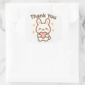 Thank You Kawaii Bunny Oval Sticker (Tasche)