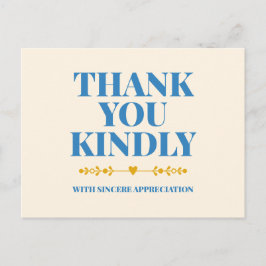 Thank You Kindly Elegant Typography Postcard Postkarte