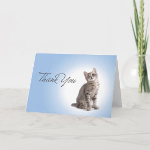 Thank You Kitten on Blue Dankeskarte