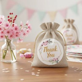 Thank You Labels with Pink Sakura Flowers Runder Aufkleber