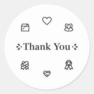 Thank You Line Art Runder Aufkleber