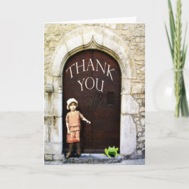 Thank you, little girl and green frog. dankeskarte