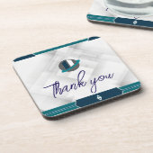 Thank you & Logo white Getränkeuntersetzer (Linke Seite)