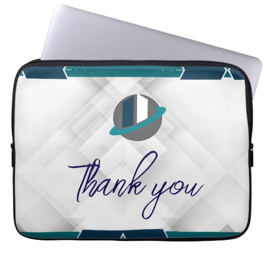 Thank you & Logo white Laptopschutzhülle (Vorderseite)