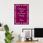 Thank You Lord Blessings Prayer Custom Burgundy Poster (Heimbüro)