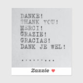 Thank you Many Languages Aufkleber (Blatt)