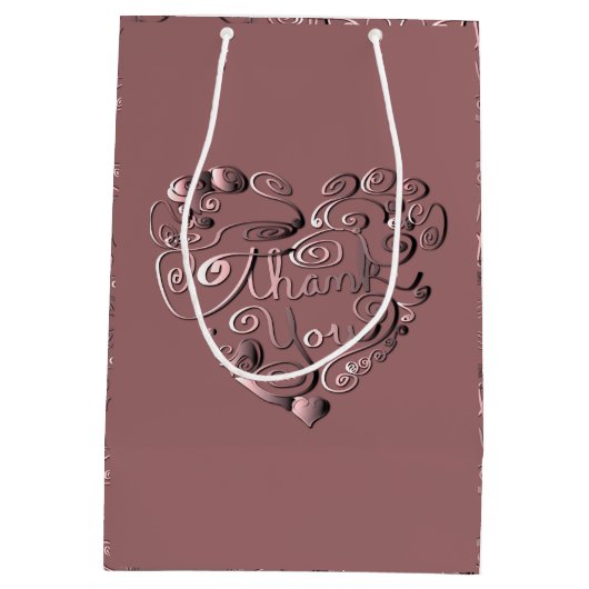 "Thank You" Mauve Gift Bag Mittlere Geschenktüte (Rückseite)