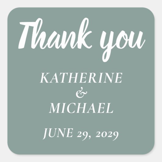 Thank You Modern Sage Wedding Stickers (Vorderseite)
