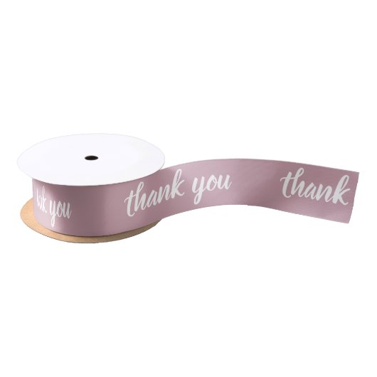 Thank you Modern Script Dusty Rose Party Favor Satinband (Spule)