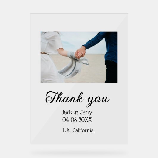 Thank you modern simple wedding couple name messag acrylschild (Vorderseite)