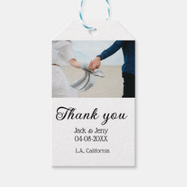 Thank you modern simple wedding couple name messag geschenkanhänger