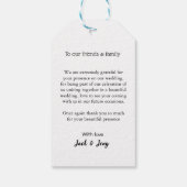 Thank you modern simple wedding couple name messag geschenkanhänger (Rückseite)