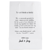 Thank you modern simple wedding couple name messag mittlere geschenktüte (Rückseite)