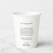 Thank you modern simple wedding couple name messag pappbecher (Rückseite)
