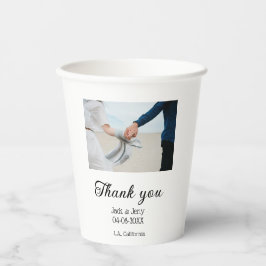 Thank you modern simple wedding couple name messag pappbecher