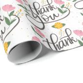 Thank you-Modern typography & floral accents Geschenkpapier (Rolleneckpunkt)