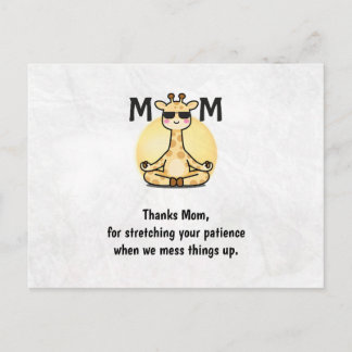 Thank You Mom Cute Giraffe Yoga Mother's Day Card Postkarte