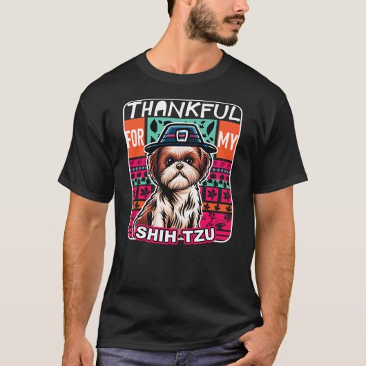 Thank You My Shih Tzu Dog Scarf Pilgrim Happy Than T-Shirt (Vorderseite)