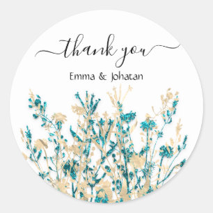 Thank You Name 16th Bridal Meadow Teal White Runder Aufkleber