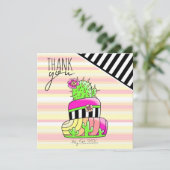 "Thank You" Neon Cactus Invitation Dankeskarte (Stehend Vorderseite)