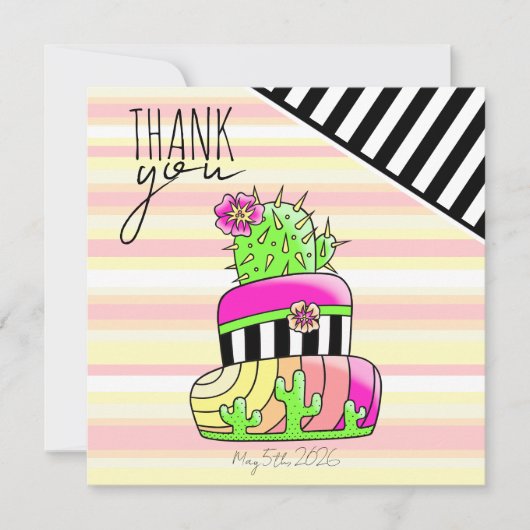 "Thank You" Neon Cactus Invitation Dankeskarte (Vorderseite)