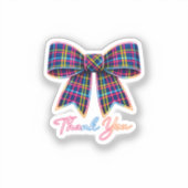 Thank you Neon Tartan Bow Scottish Bright Pattern Aufkleber (Vorderseite)