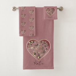 "Thank You" on Dusty Rose Badhandtuch Set