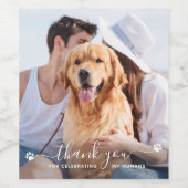 Thank You Personalized Pet Photo Dog Wedding Weinetikett (Einzelnes Label)