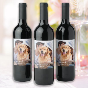 Thank You Personalized Pet Photo Dog Wedding Weinetikett