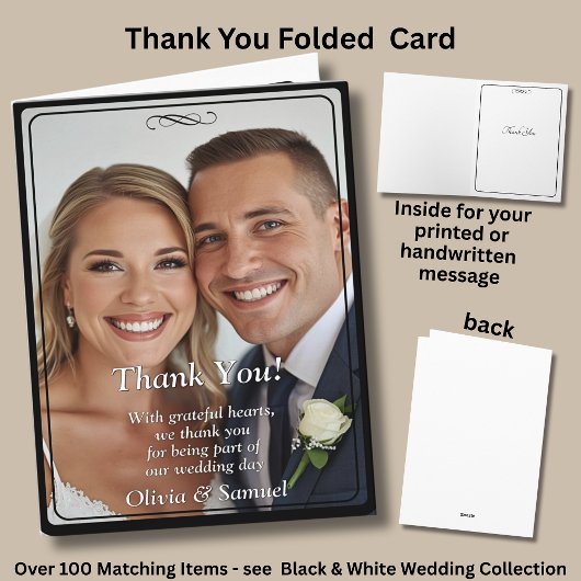 Thank You - Photo on Black White, Dankeskarte