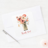 Thank you poppies in a mason jar quadratischer aufkleber (Umschlag)