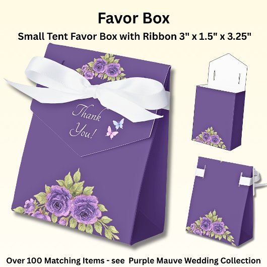 Thank You, Purple Mauve Flowers & White Wedding Geschenkschachtel