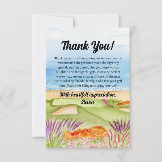 Thank You Retirement Golf Course by the Beach Dankeskarte (Vorderseite)