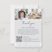 Thank You Review Request with QR Code Photo Grey Karte (Vorderseite)