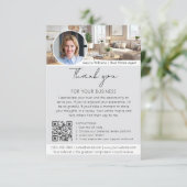 Thank You Review Request with QR Code Photo Grey Karte (Stehend Vorderseite)