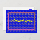Thank you ~ribbon heart blue~ postkarte (Vorne/Hinten)