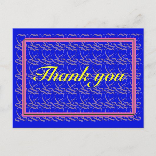 Thank you ~ribbon heart blue~ postkarte (Vorderseite)