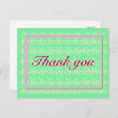 Thank you ~ribbon heart light green~ postkarte (Vorne/Hinten)