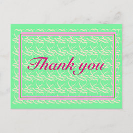Thank you ~ribbon heart light green~ postkarte