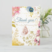 Thank you, rose gold floral einladung (Stehend Vorderseite)