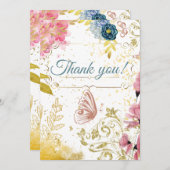 Thank you, rose gold floral einladung (Vorne/Hinten)
