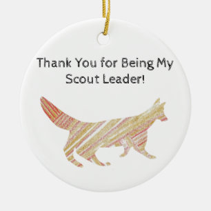 Thank You Scout Leader Pattern Silhouette Fox Keramik Ornament