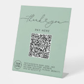 Thank You Script Heart Scan Me QR Code Logo sage Sockelschild (Vorderseite)