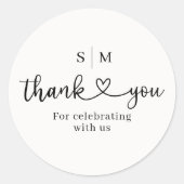 Thank You Script Heart Wedding Round Sticker (Vorderseite)