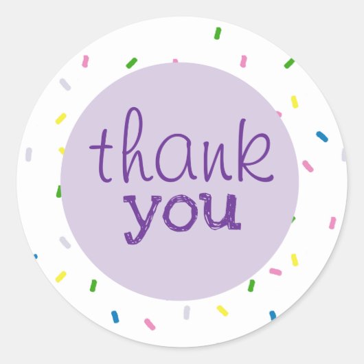 Thank You Script Sprinkles Pattern Runder Aufkleber (Vorderseite)