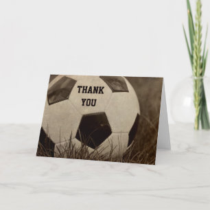 Thank You Sepia Toned Soccer Ball Dankeskarte