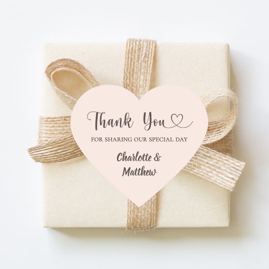 Thank you sharing our day blush pink taupe wedding Herz-Aufkleber